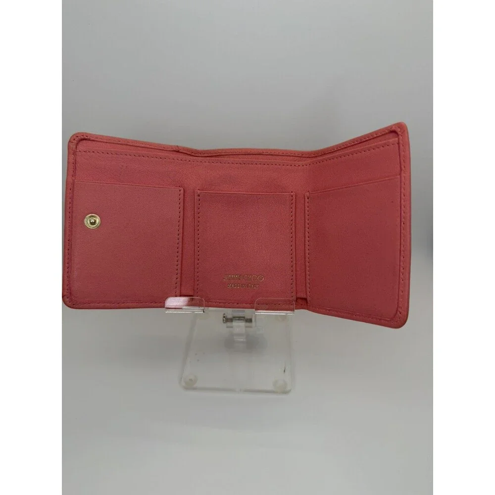 Jimmy Choo NEMO Star Studded Leather Trifold Wallet Pink/132